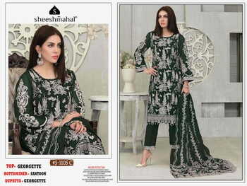 SHEESHMAHAL 1105 SERIES FOUX GEORGETTE PAKISTANI SUITS CATALOGUE