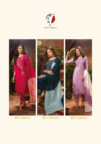 ANJU FABRICS SHEHNAI VOL 4 VISCOSE SILK HANDWORK LATEST 3 PCS COLLECTION