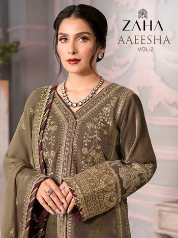 ZAHA AAEESHA VOL 2 GEORGETTE EMBROIDERY PAKISTANI SUITS CATALOGUE