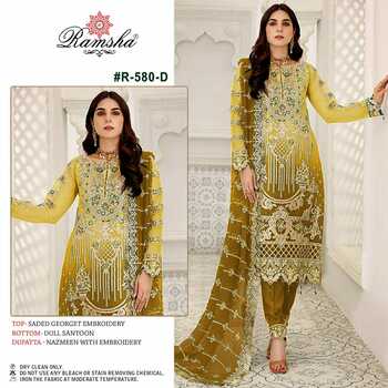 RAMSHA PRESENT R 580 NX GEORGETTE EMBROIDERY PAKISTANI SUITS