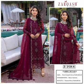 ZARQASH Z 2124 FOUX GEORGETTE PAKISTANI SALWAR SUITS