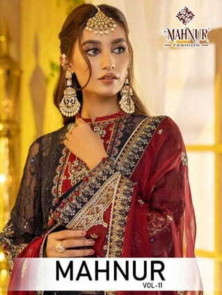 MAHNUR FASHION MAHNUR VOL 11 GEORGETTE PAKISTANI SUITS AT SURAT