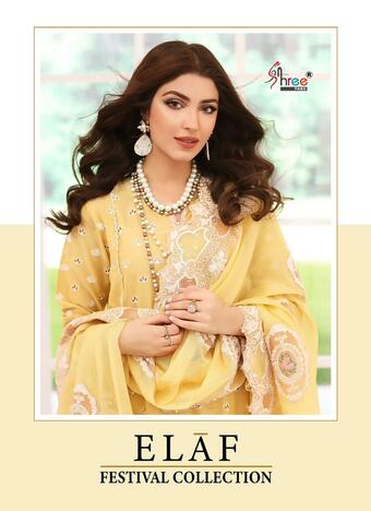 SHREE FABS ELAF FESTIVAL COLLECTION COTTON EMBROIDERY SUITS AT SURAT