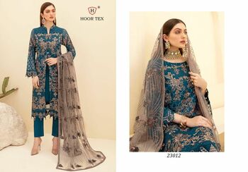 HOOR TEX D.NO 23012 A B C GEORGETTE PAKISTANI SUITS