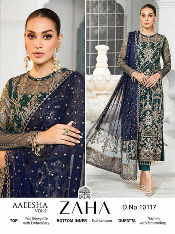 ZAHA AAEESHA VOL 2 GEORGETTE EMBROIDERY PAKISTANI SUITS CATALOGUE