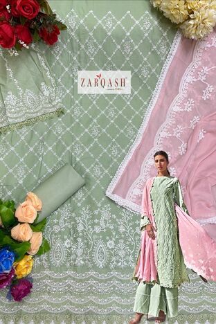 ZARQASH LAWANKARI VOL 24 COTTON EMBROIDERY PAKISTANI SUITS