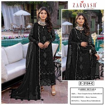 ZARQASH Z 2124 FOUX GEORGETTE PAKISTANI SALWAR SUITS