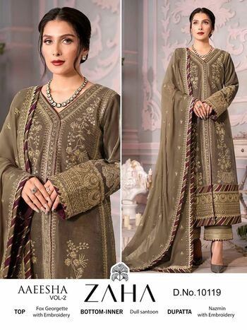 ZAHA AAEESHA VOL 2 GEORGETTE EMBROIDERY PAKISTANI SUITS CATALOGUE