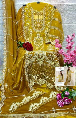 RAMSHA PRESENT R 580 NX GEORGETTE EMBROIDERY PAKISTANI SUITS