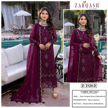 ZARQASH Z 2124 FOUX GEORGETTE PAKISTANI SALWAR SUITS