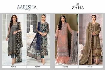 ZAHA AAEESHA VOL 2 GEORGETTE EMBROIDERY PAKISTANI SUITS CATALOGUE