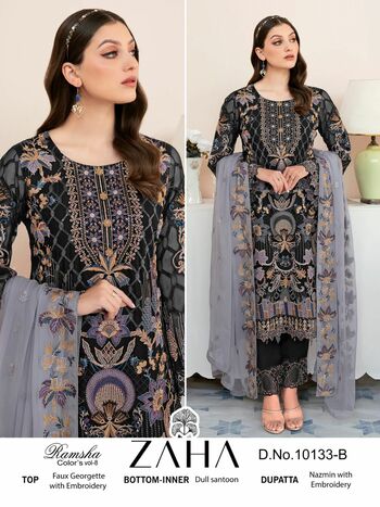 ZAHA RAMSHA VOL 8 COLORS GEORGETTE PAKISTANI SUITS AT SURAT