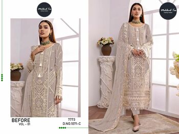 MEHBOOB TEX BEFORE VOL 1 ORGANZA EMBROIDERY PAKISTANI SUITS