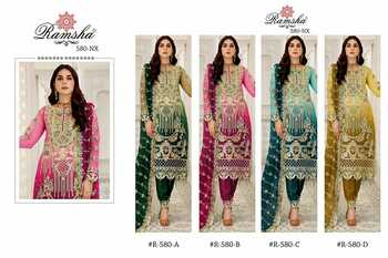 RAMSHA PRESENT R 580 NX GEORGETTE EMBROIDERY PAKISTANI SUITS