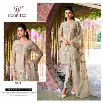 HOOR TEX OR 11 ORGANZA EMBROIDERY PAKISTANI SUITS WHOLESALE