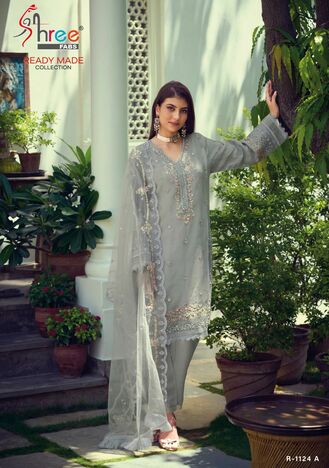 SHREE FABS 1124 SERIES READYMADE ORGANZA KURTI PANT WITH DUPATTA