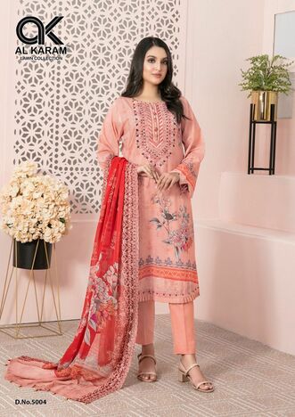 AL KARAM KESARIYA VOL 5 CAMBRIC KARACHI SUITS 2022