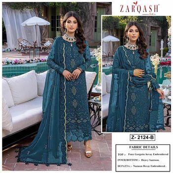 ZARQASH Z 2124 FOUX GEORGETTE PAKISTANI SALWAR SUITS