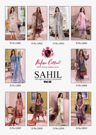 NAFISA COTTON SAHIL VOL 12 DESIGNER KARACHI SUITS WHOLESALER SURAT