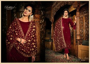 BELLIZA NOOR E SHAMA HEAVY VELVET EMBROIDERY SUITS SUPPLIER SURAT