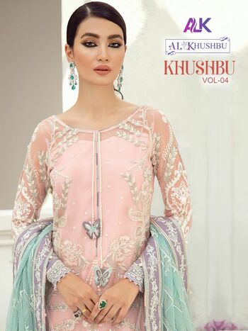 AK KHUSHBU VOL 4 GEORGETTE WITH HEAVY EMBROIDERED PAKISTANI SUITS WHOLESALE