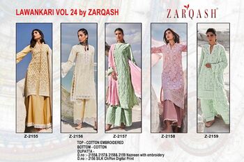 ZARQASH LAWANKARI VOL 24 COTTON EMBROIDERY PAKISTANI SUITS