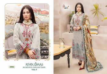 SHREE FABS ADAN LIBAAS SCHIFFLI COLLECTION VOL 9 PAKISTANI SUITS WHOLESALER