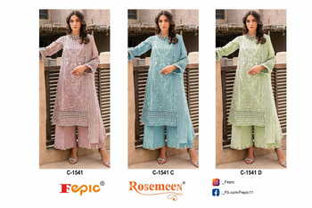 FEPIC ROSEMEEN C 1541 ORGANZA EMBROIDERY PAKISTANI SUITS SURAT