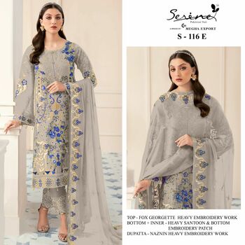 SERINE S 116 FOUX GEORGETTE EMBROIDERY PAKISTANI SUITS SURAT