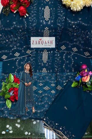 ZARQASH Z 2124 FOUX GEORGETTE PAKISTANI SALWAR SUITS