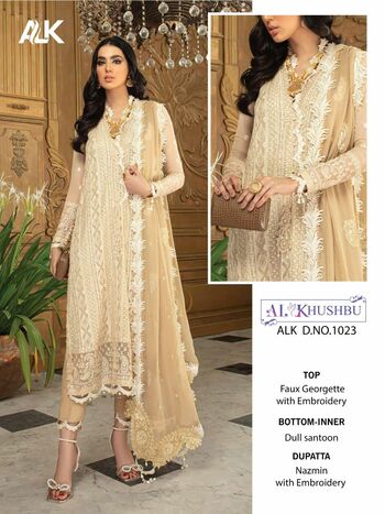 AK KHUSHBU VOL 4 GEORGETTE WITH HEAVY EMBROIDERED PAKISTANI SUITS WHOLESALE