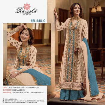 RAMSHA PRESENT R 548 NX ORGANZA EMBROIDERY PAKISTANI SUITS