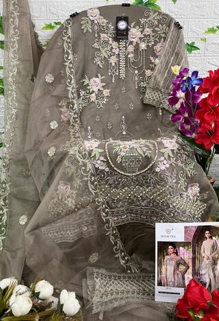 HOOR TEX OR 11 ORGANZA EMBROIDERY PAKISTANI SUITS WHOLESALE