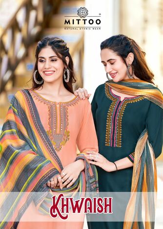 MITTOO KHWAISH RAYON TOP PANT WITH DUPATTA WHOLESALER SURAT