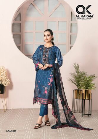 AL KARAM KESARIYA VOL 5 CAMBRIC KARACHI SUITS 2022