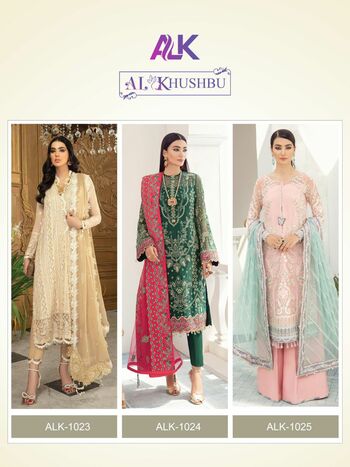 AK KHUSHBU VOL 4 GEORGETTE WITH HEAVY EMBROIDERED PAKISTANI SUITS WHOLESALE