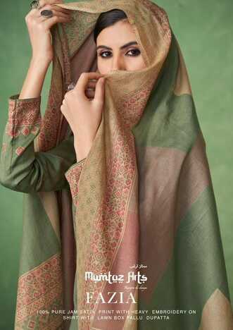 MUMTAZ ARTS FAZIA JAM SATIN DIGITAL PRINTED SUITS SURAT SUPPLIER