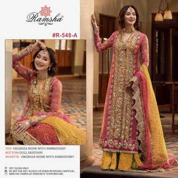 RAMSHA PRESENT R 548 NX ORGANZA EMBROIDERY PAKISTANI SUITS