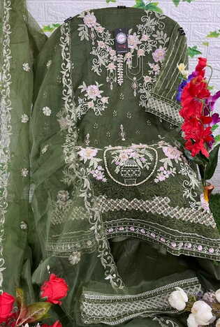 HOOR TEX OR 11 ORGANZA EMBROIDERY PAKISTANI SUITS WHOLESALE