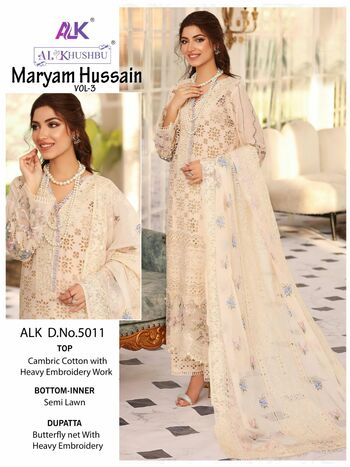 AL KHUSHBU MARYAM HUSSAIN VOL 3 CAMBRIC COTTON PAKISTANI SUITS