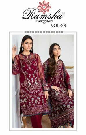 RAMSHA VOL 29 R387 TO R390 PAKISTANI SALWAR KAMEEZ LATEST CATALOGUE 2021