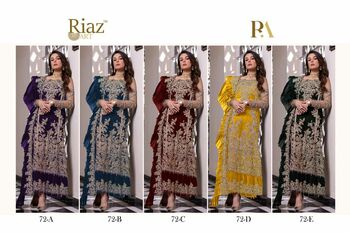 RIAZ ART D.NO 72 A TO E FOUX GEORGETT PAKISTANI SUITS