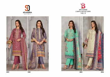 SHRADDHA DESIGNER BIN SAEED VOL 3 LAWN COTTON PRINT SUITS NEW CATALOGUE