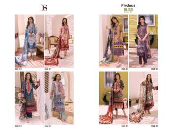 DEEPSY FIRDOUS BLISS LAWN 23 3341-3348 PAKISTANI SUITS DISTRIBUTOR SURAT AT BEST PRICE