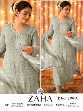 ZAHA SAADIA VOL 2 GEORGETTE EMBROIDERY PAKISTANI SUITS CATALOGUE