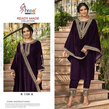 SHREE FABS SV 1191 VELVET EMBROIDERY READYMADE KURTIS DISTRIBUTOR IN SURAT