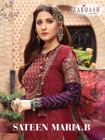 ZARQASH SATEEN MARIA B GEORGETTE PAKISTANI SUITS CATALOGUE