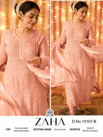 ZAHA SAADIA VOL 2 GEORGETTE EMBROIDERY PAKISTANI SUITS CATALOGUE