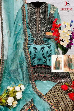 DEEPSY SUITS 1261 SERIES ORGANZA EMBROIDERY PAKISTANI SUITS