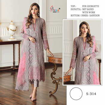 SHREE FABS S 314 SERIES FOUX GEORGETTE PAKISTANI SUITS AT SURAT